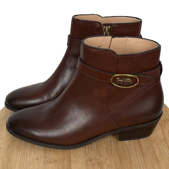 Coach Shoes - Coach “Dylan” Brown Leather Ankle Boots 8.5 B